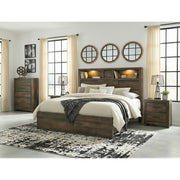 Bailey Queen Bookcase Panel 4PC Bedroom Set with 2 Nightstands & Chest