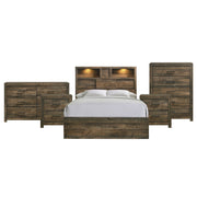 Bailey Queen Bookcase Panel 5PC Bedroom Set with 2 Nightstands, Dresser & Chest
