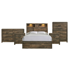 Bailey Queen Bookcase Panel 5PC Bedroom Set with 2 Nightstands, Dresser & Chest