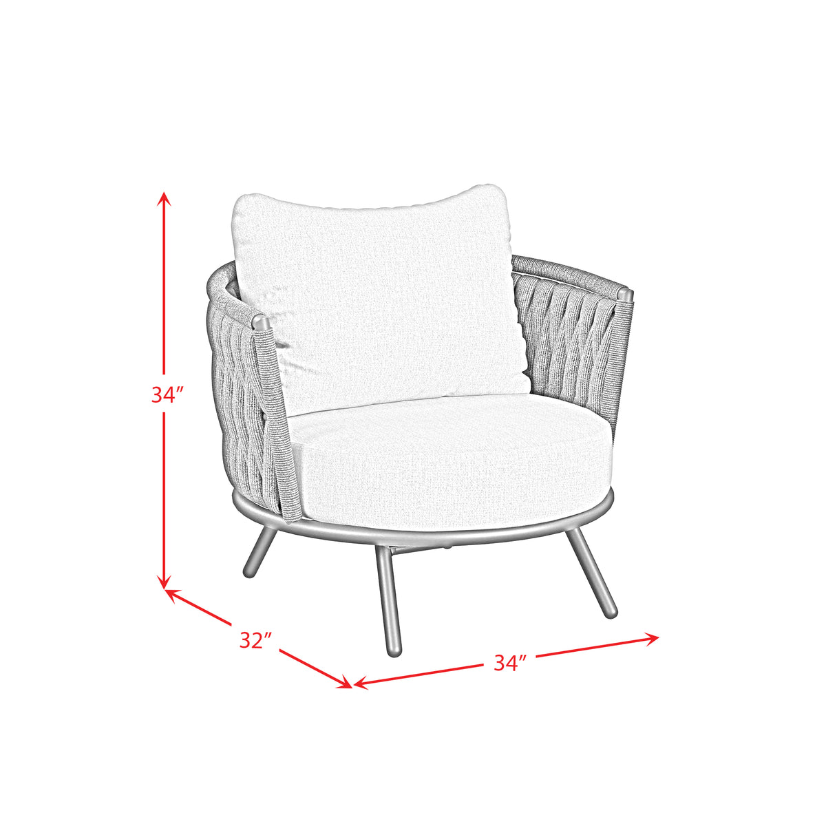 Bali Chairs with Olefin Grey in Dark Grey (Set of 2)