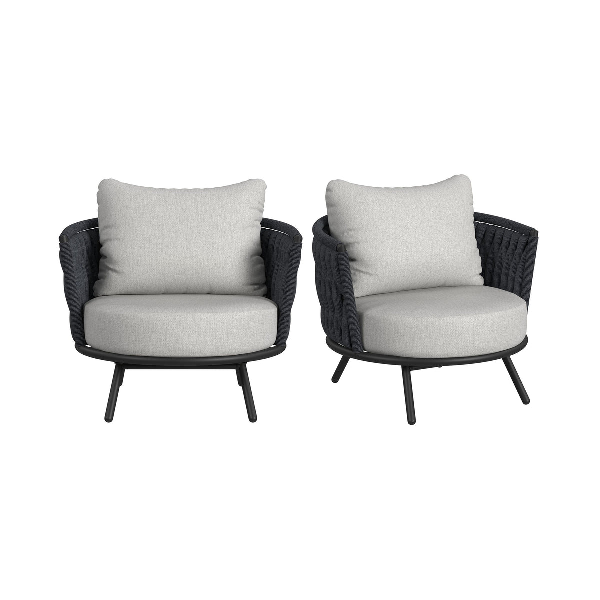 Bali Chairs with Olefin Grey in Dark Grey (Set of 2)