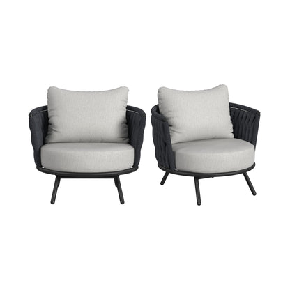 Bali Chairs with Olefin Grey in Dark Grey (Set of 2)