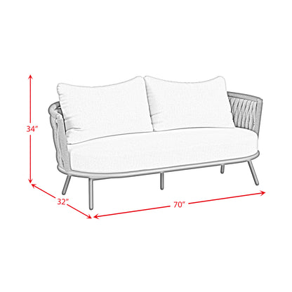 Bali Loveseat with Olefin Grey in Dark Grey