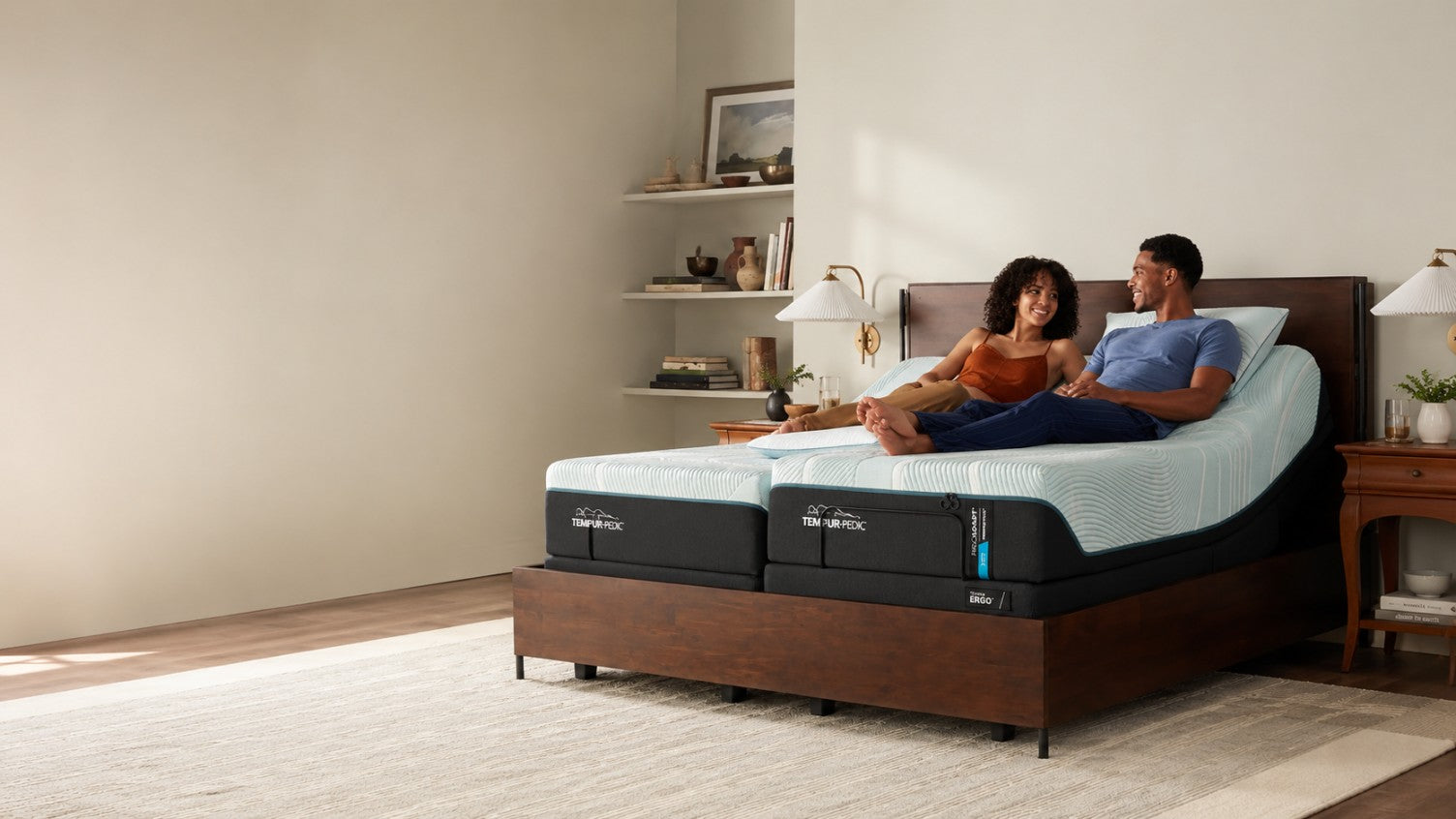 Adjustable mattress in a modern bedroom