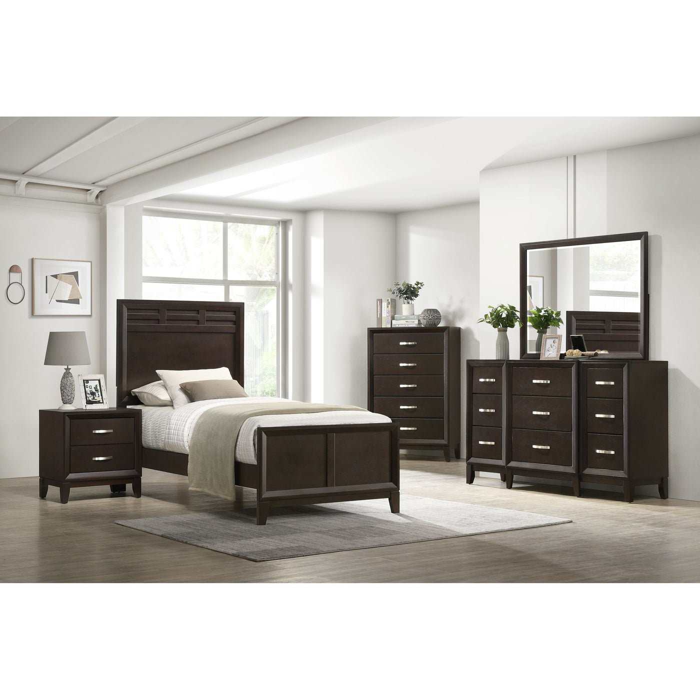 Beaumont Twin Panel Bed in Merlot