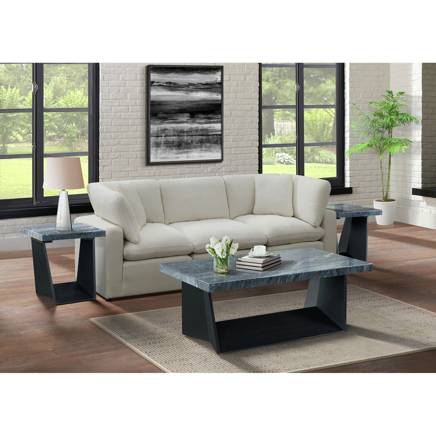 Beckley End Table Complete in Dark Marble Top