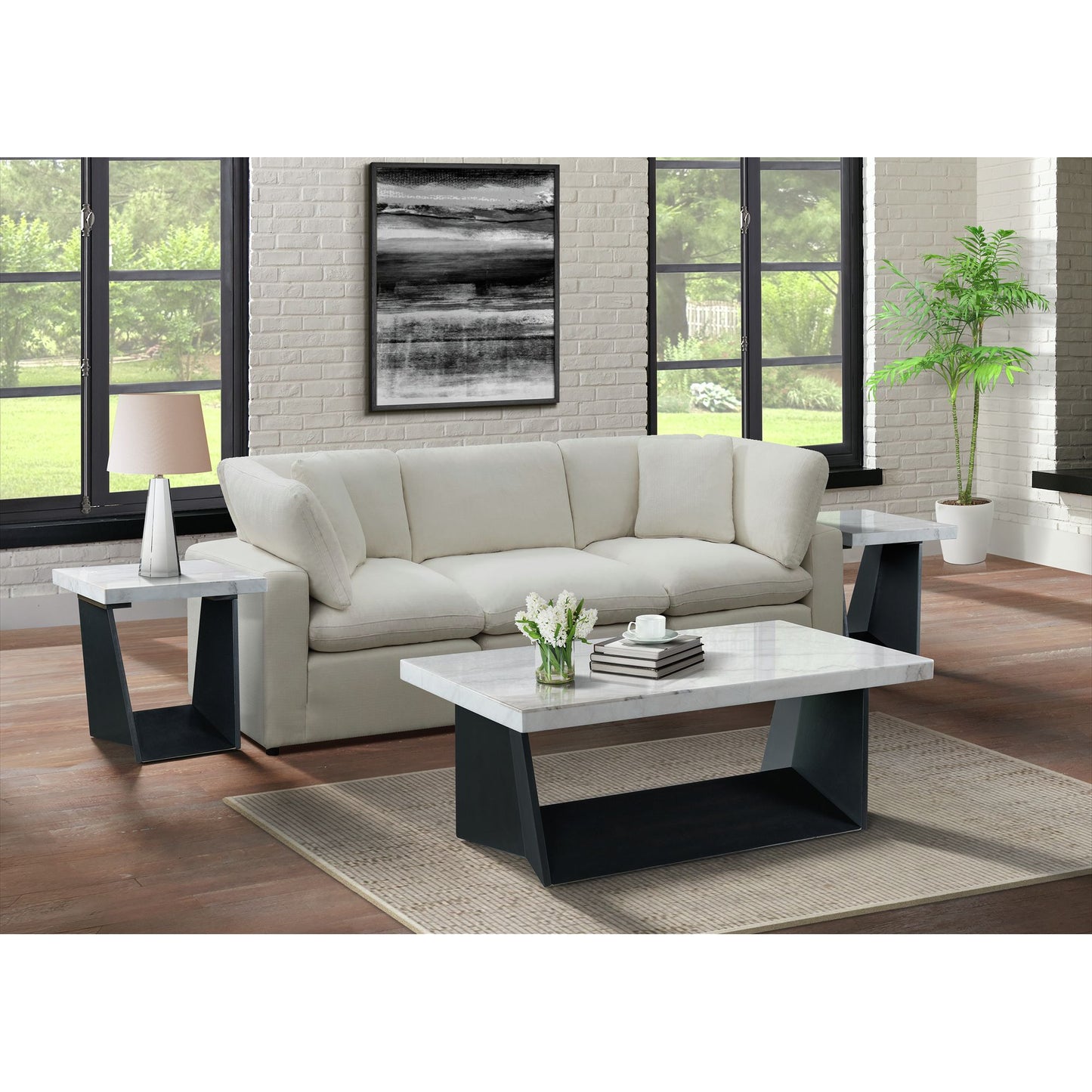 Beckley Coffee Table In White Marble Top