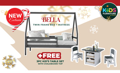 Bella A-Frame Modern Dark Grey Twin House + Free Mattress