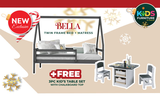 Bella A-Frame Modern Dark Grey Twin House + Free Mattress