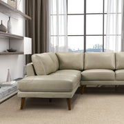 Sofá seccional Benson de cuero beige con chaise longue orientado a la izquierda
