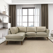 Sofá seccional Benson de cuero beige con chaise longue orientado a la izquierda