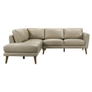 Sofá seccional Benson de cuero beige con chaise longue orientado a la izquierda