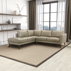 Sofá seccional Benson de cuero beige con chaise longue orientado a la izquierda