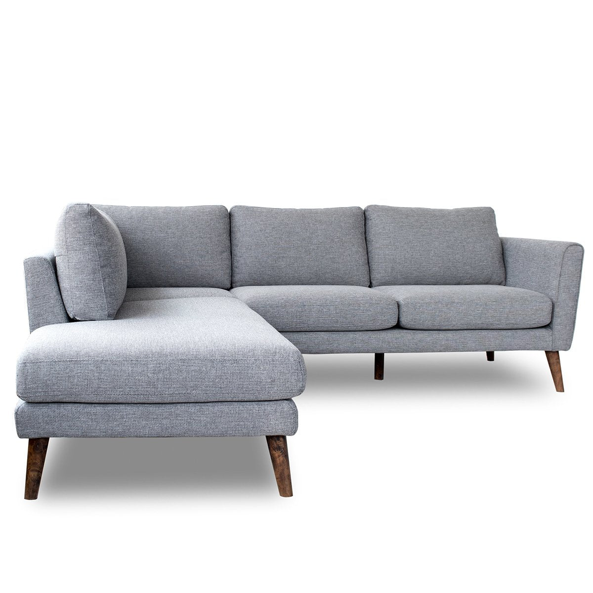 Sofá seccional Benson de tela gris con chaise longue orientado a la izquierda