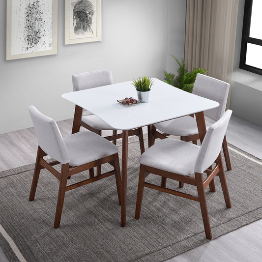 Mesa de comedor moderna Benton con tapa blanca