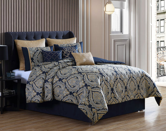 Bevan 10PC Comforter Set Navy