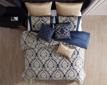 Bevan 10PC Comforter Set Navy