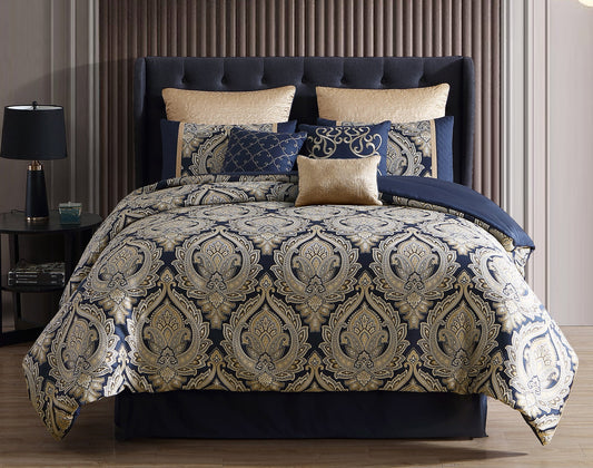 Bevan 10PC Comforter Set Navy