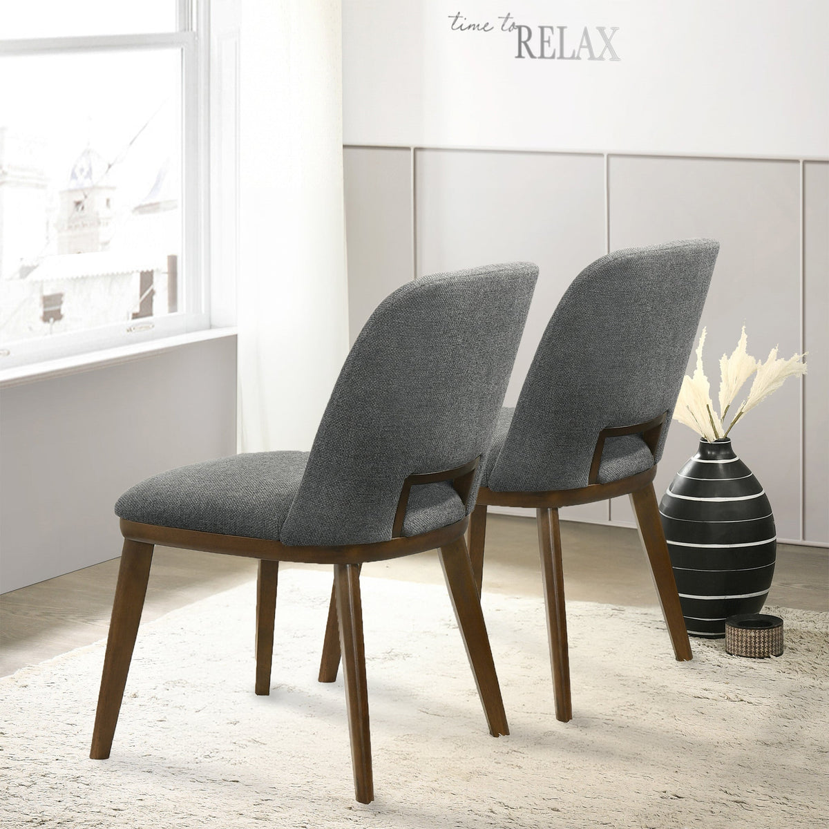 Silla de comedor Blaken de tela gris oscuro (juego de 2)
