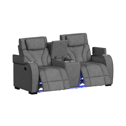 Blitz 2PC Living Room Set in Simba Slate and Black Welt-Sofa & Loveseat