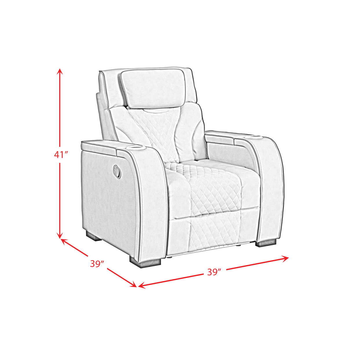 Blitz Motion Recliner with LED in Simba Slate and Black Welt