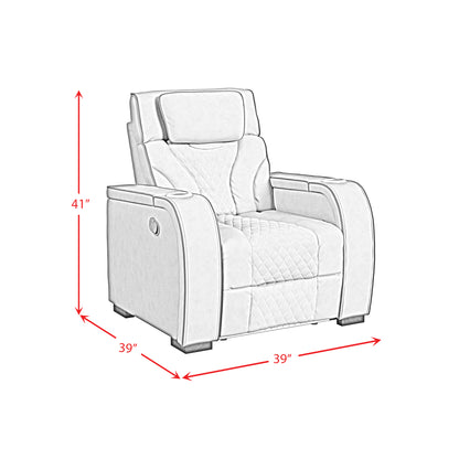 Blitz Motion Recliner with LED in Simba Slate and Black Welt