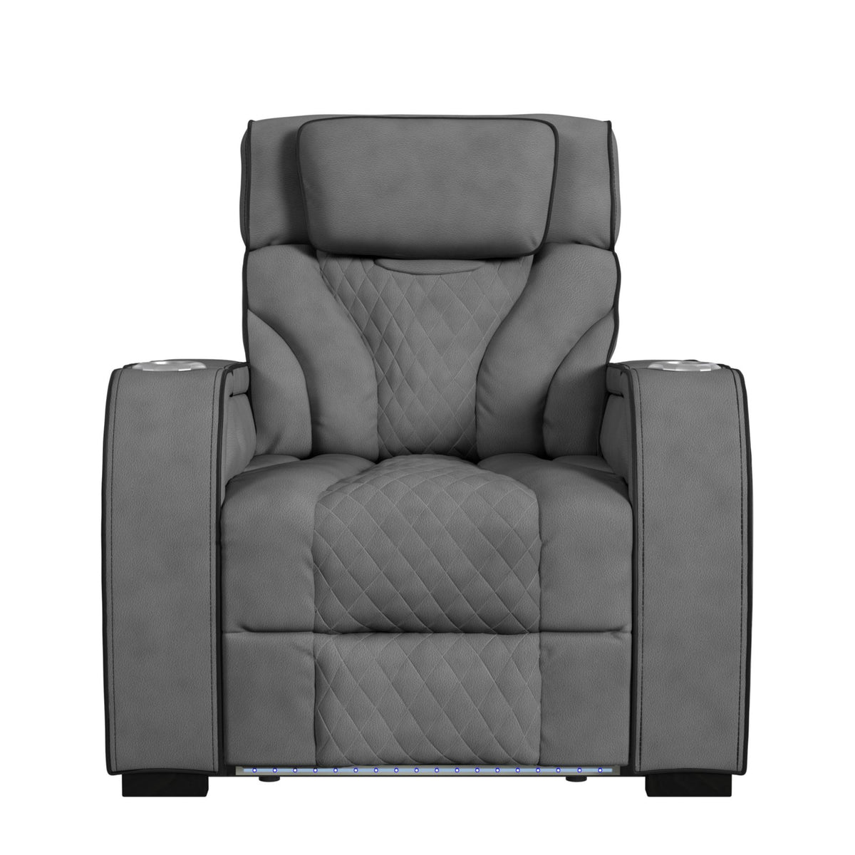 Blitz Motion Recliner with LED in Simba Slate and Black Welt