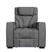 Blitz Motion Recliner with LED in Simba Slate and Black Welt