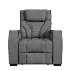 Blitz Motion Recliner with LED in Simba Slate and Black Welt