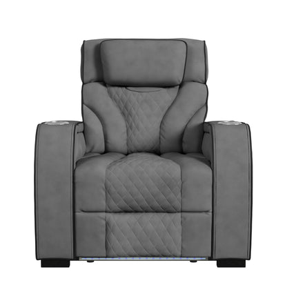 Blitz Motion Recliner with LED in Simba Slate and Black Welt