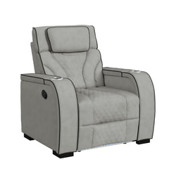 Blitz Motion Recliner with LED in Simba Taupe and Black Welt