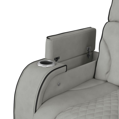 Blitz Motion Recliner with LED in Simba Taupe and Black Welt
