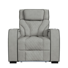 Blitz Motion Recliner with LED in Simba Taupe and Black Welt