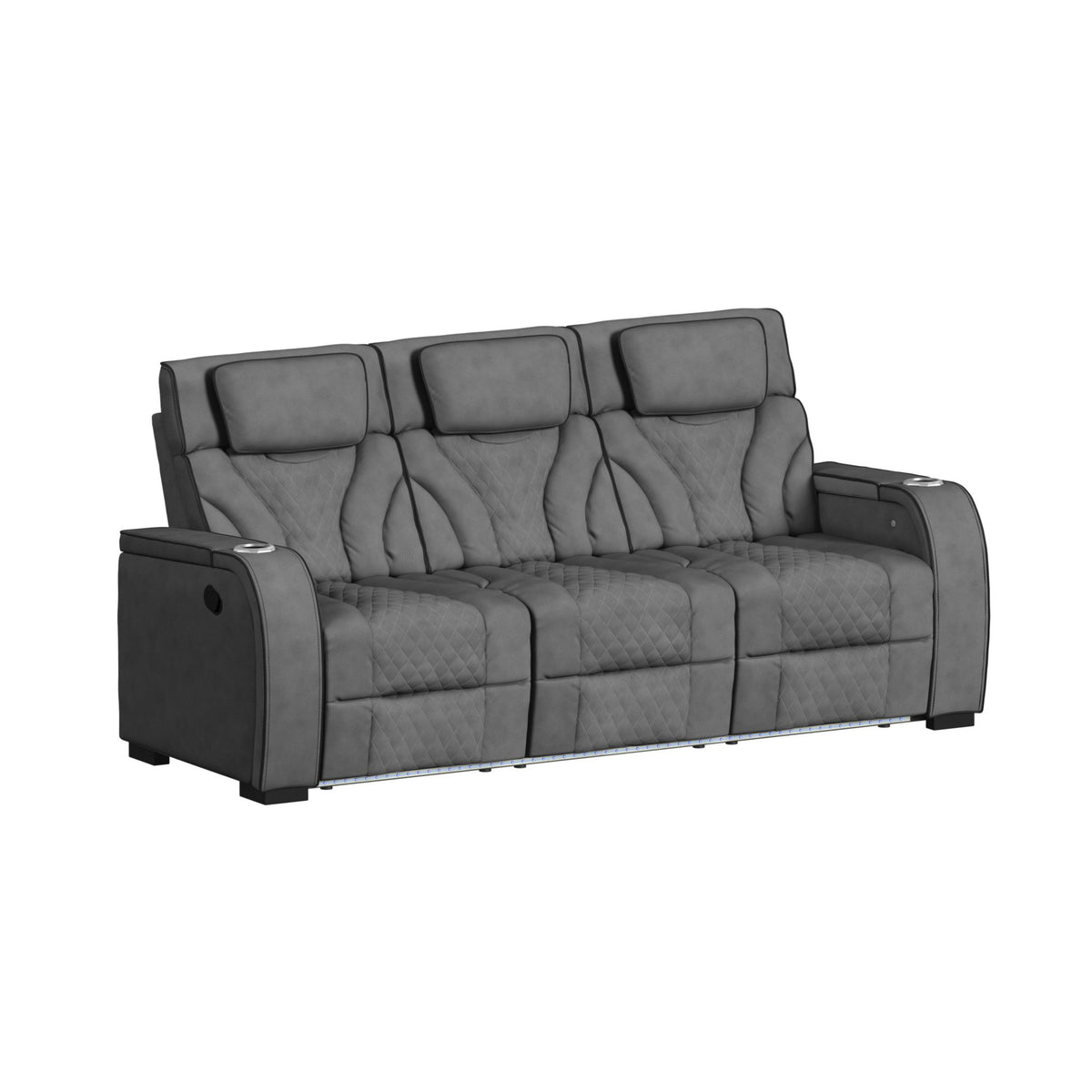 Blitz 2PC Living Room Set in Simba Slate and Black Welt-Sofa & Loveseat