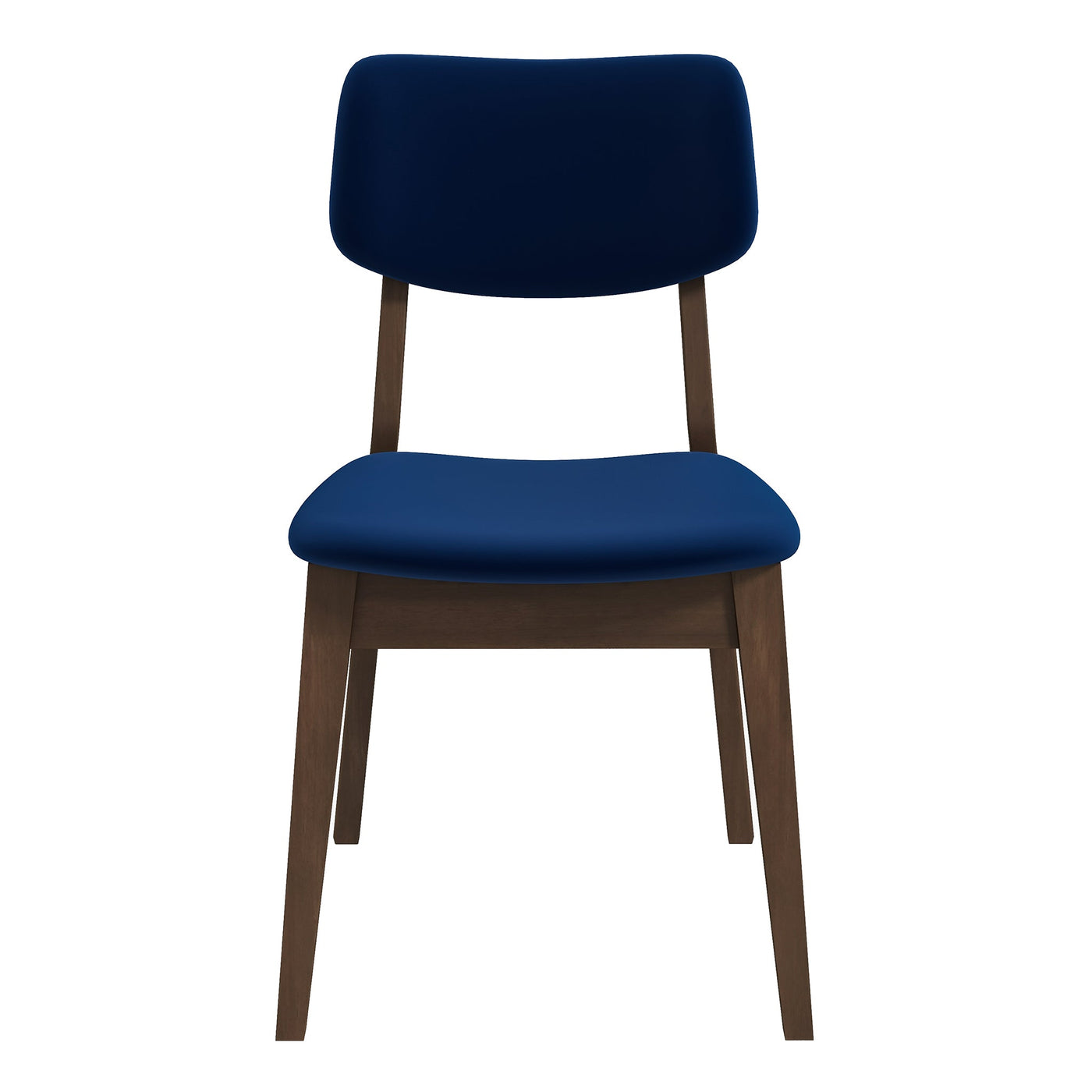 Silla lateral Carlos de terciopelo azul con respaldo sólido (juego de 2)