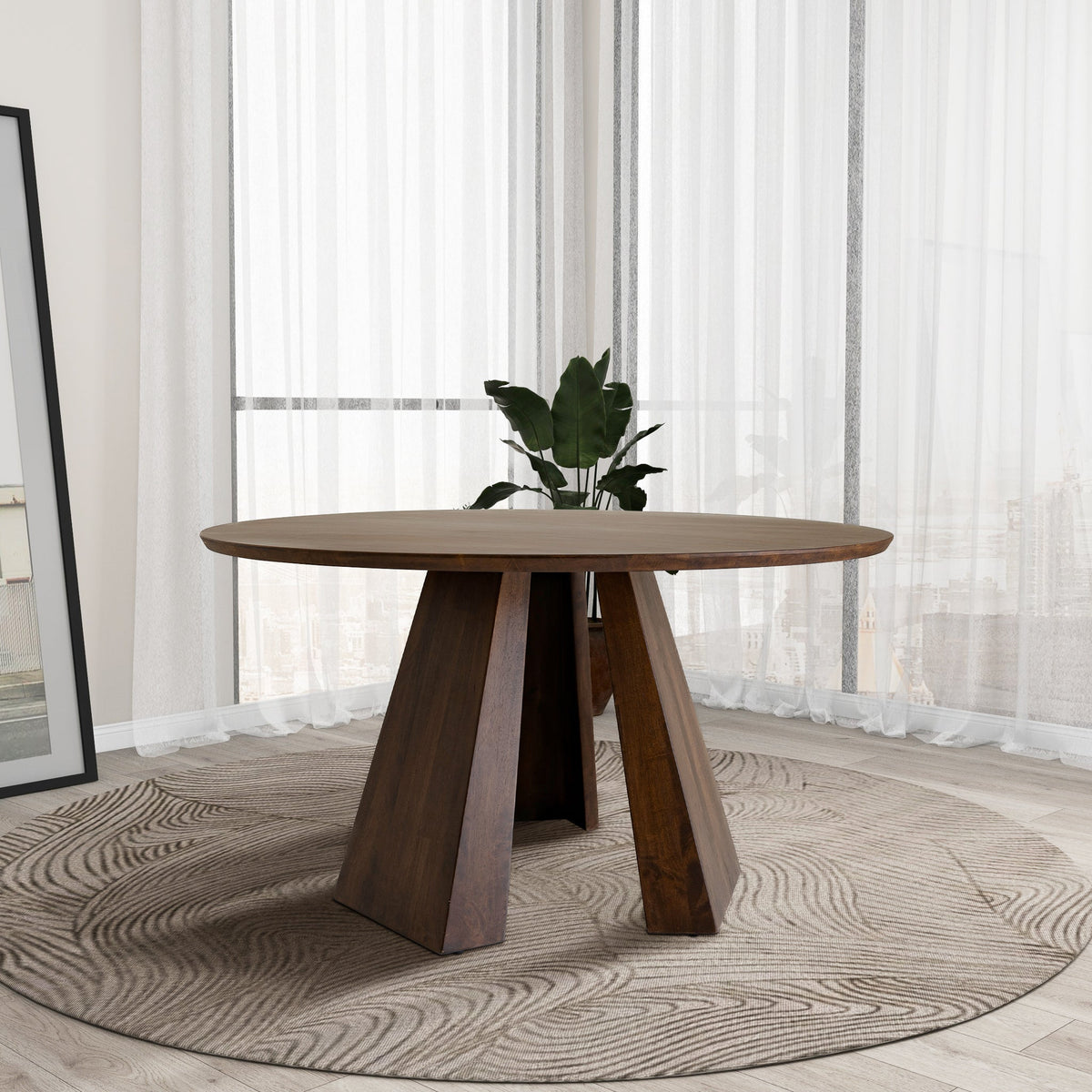 Mesa de comedor redonda Bolton de nogal