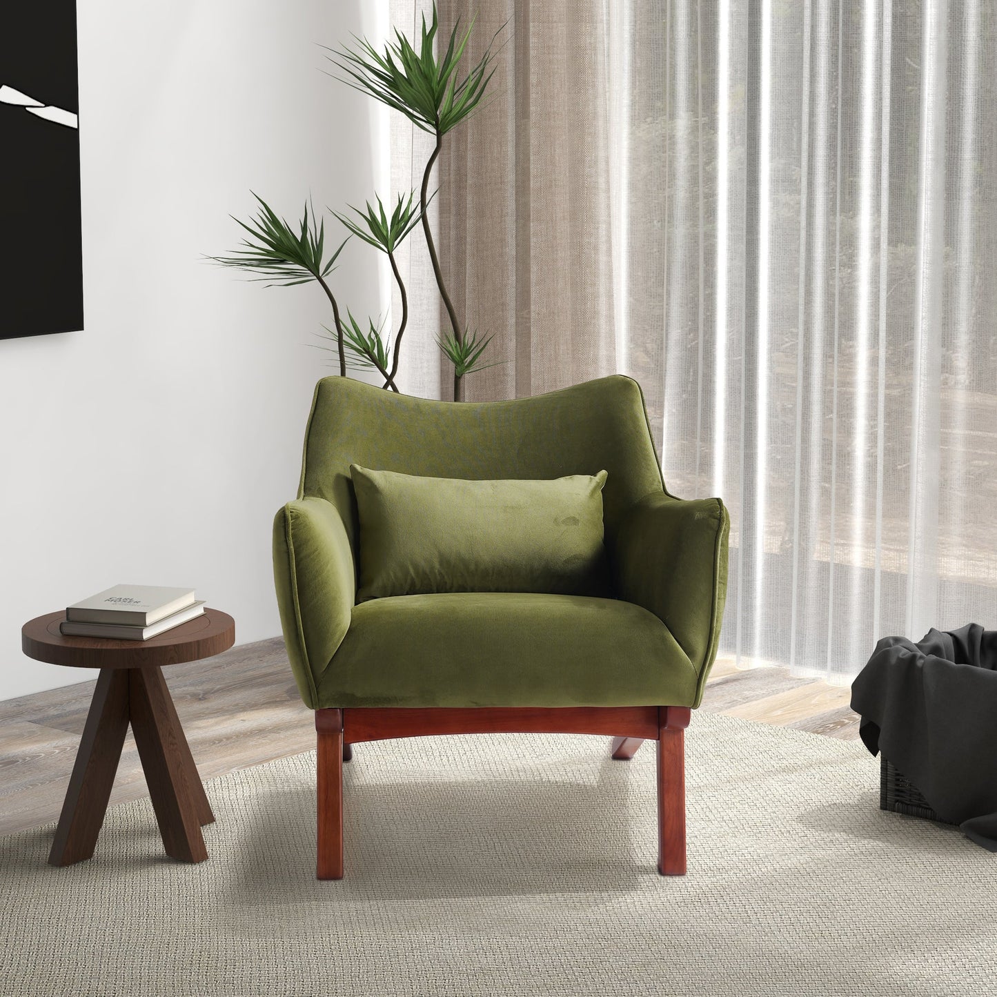 Sillón Brayden de terciopelo verde oliva