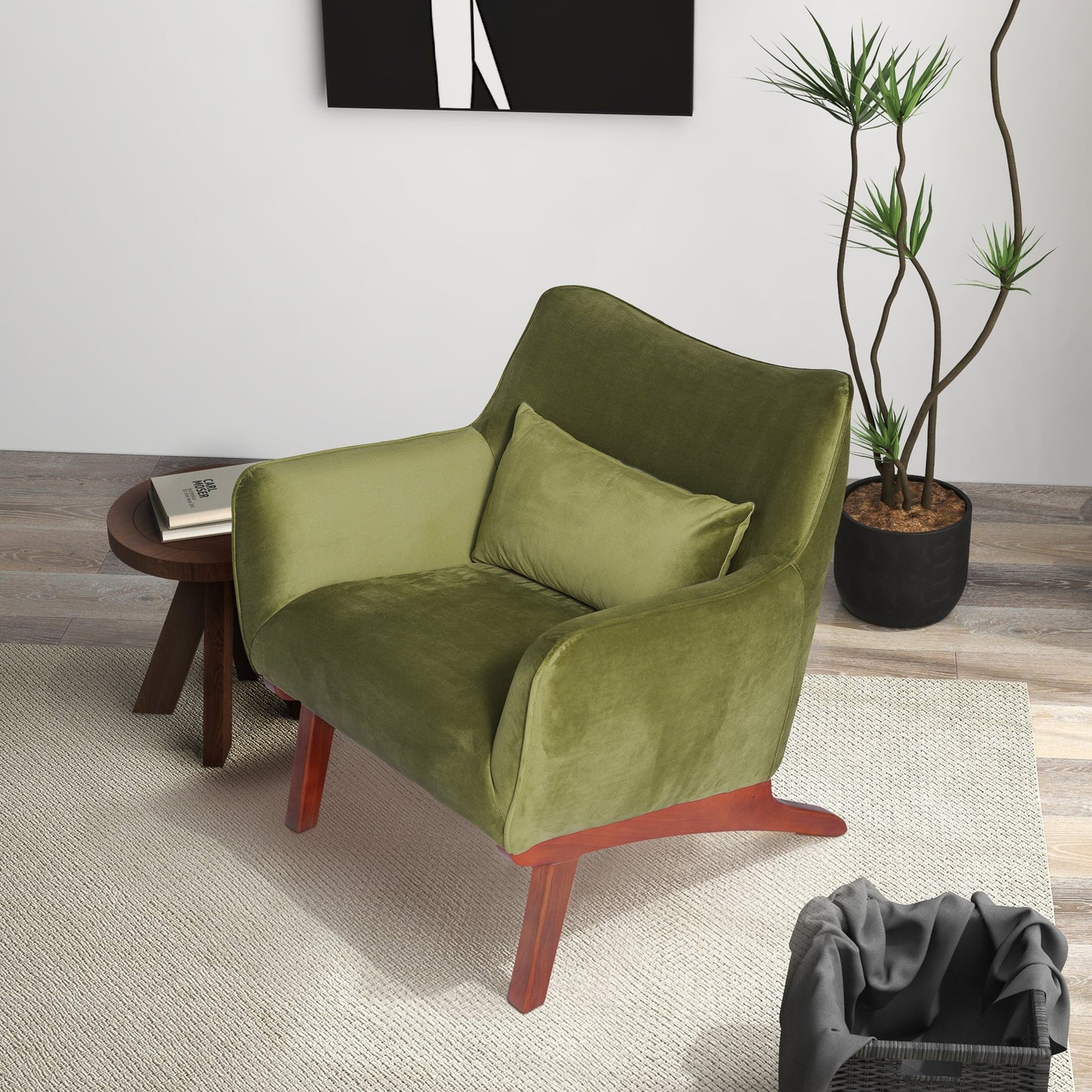 Sillón Brayden de terciopelo verde oliva
