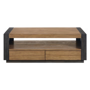 Breckenridge Coffee Table with 4 Drawers in Light Oak & Black