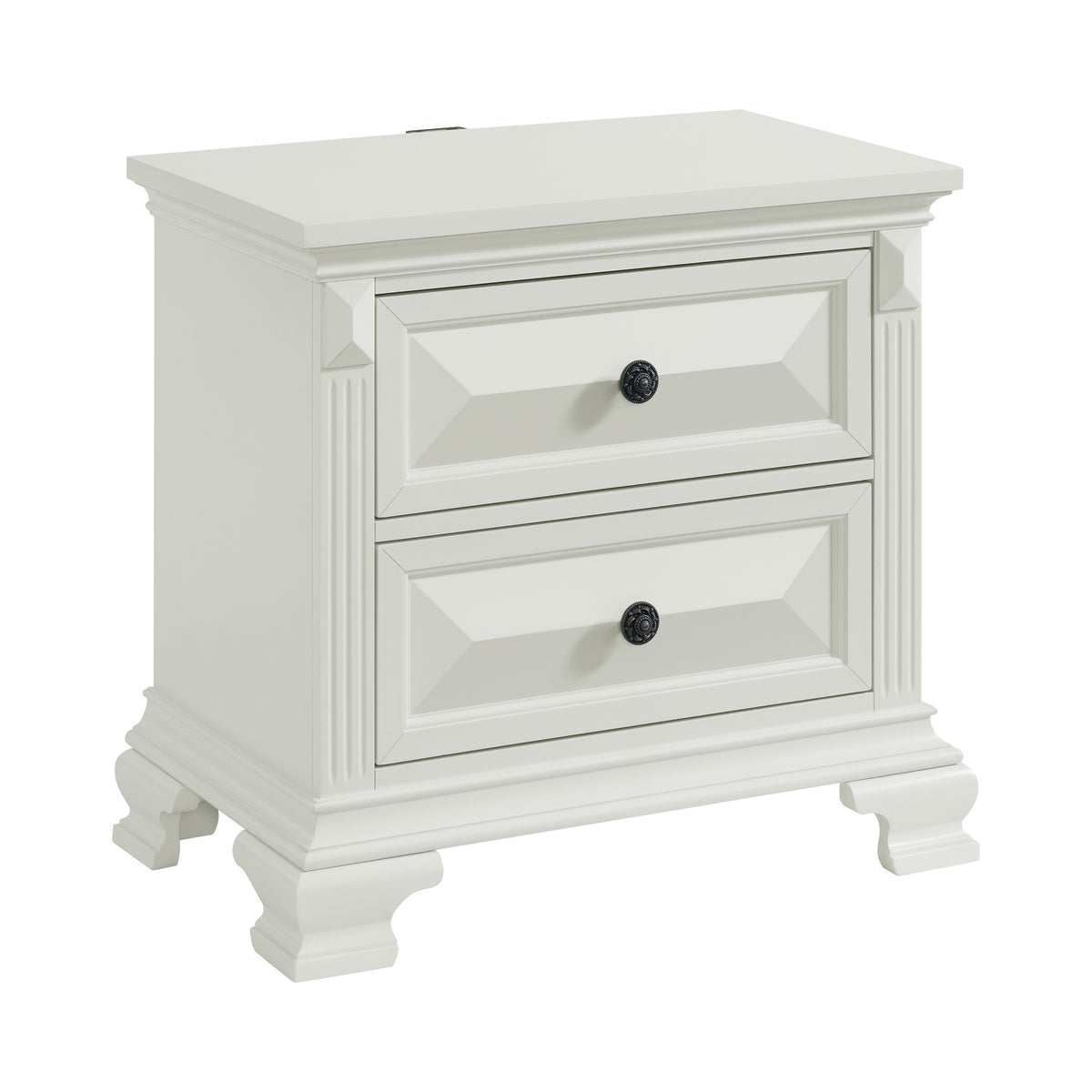 Bridgestone King 3PC Bedroom Set with 2 Nightstands in Antique White