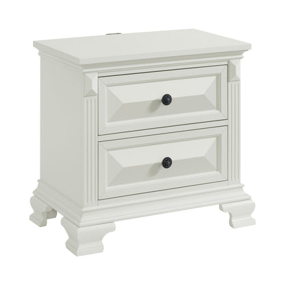 Bridgestone King 3PC Bedroom Set with 2 Nightstands in Antique White