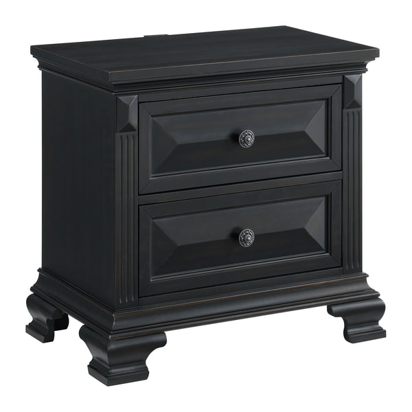 Bridgestone 2-Drawer Nightstand With Usb In Black