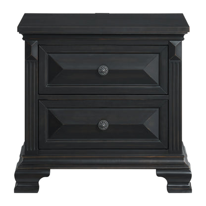 Bridgestone 2-Drawer Nightstand with USB in Black