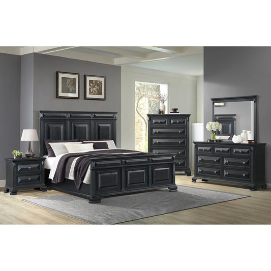 Bridgestone Queen Panel 5PC Bedroom Set in Black
