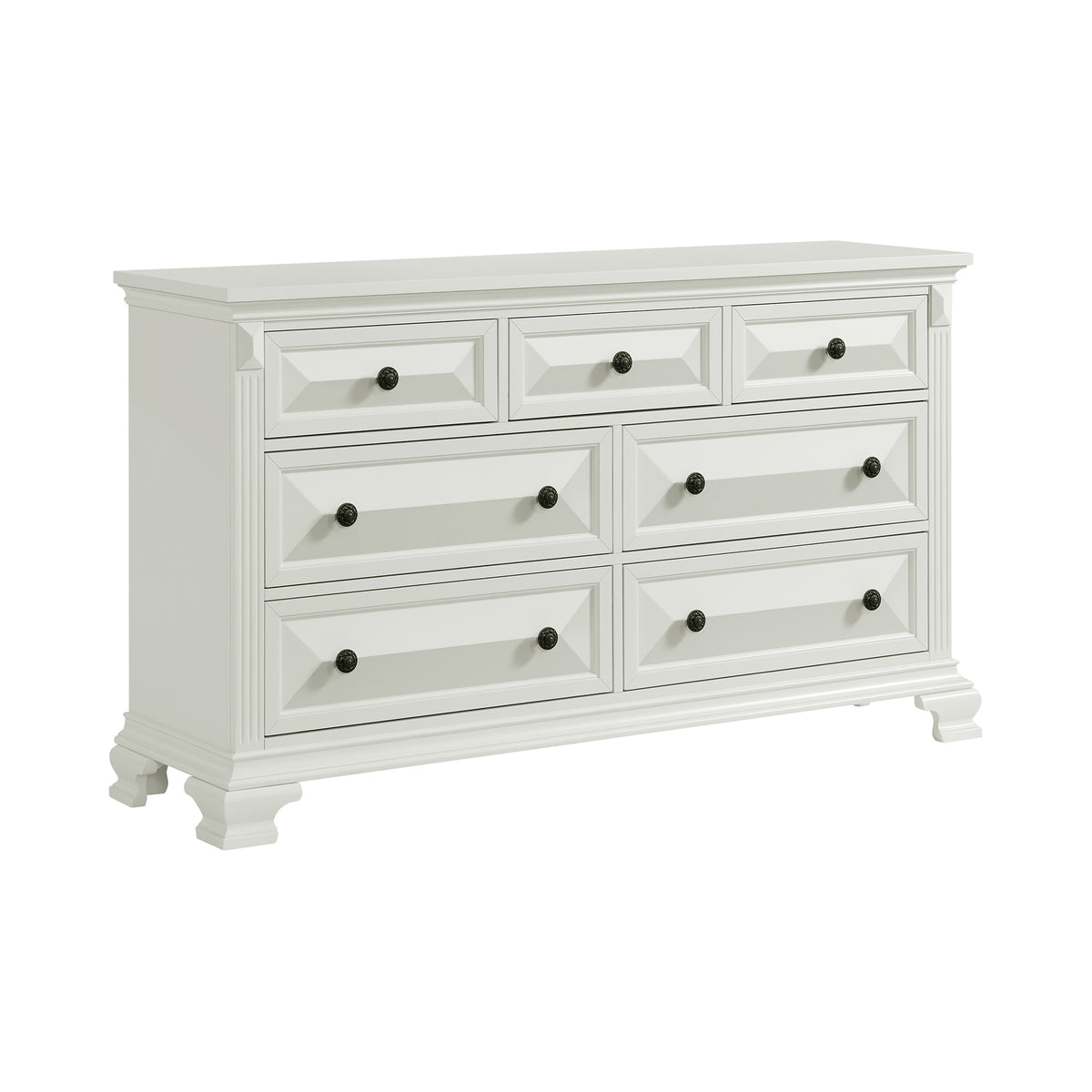 Bridgestone King 4PC Bedroom Set with 2 Nightstands & Dresser in Antique White