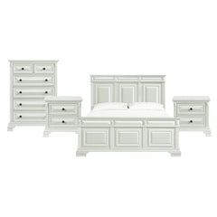 Bridgestone King 4PC Bedroom Set with 2 Nightstands & Chest in Antique White