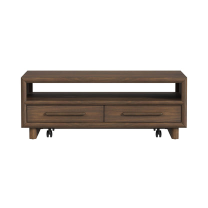 Brisbane 4-Drawer Coffee Table with Casters in Brown