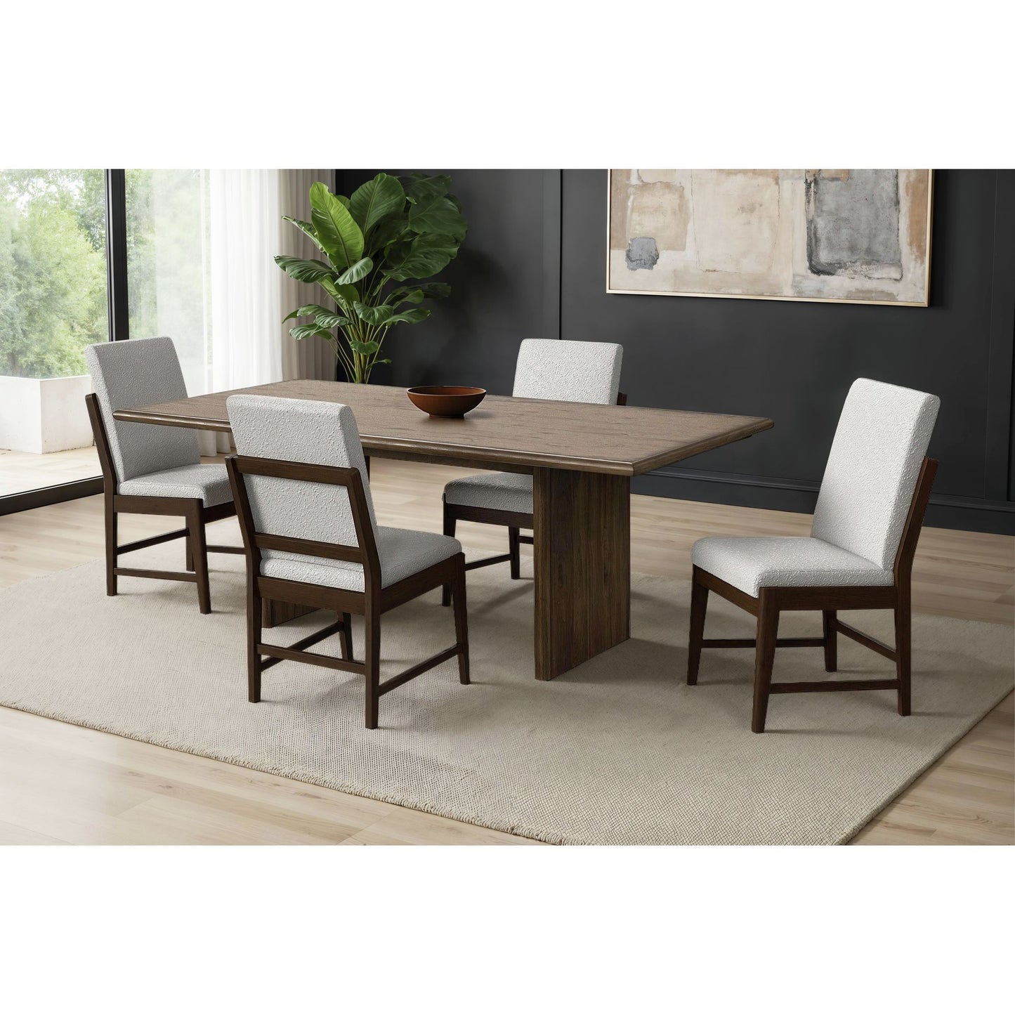 Brisbane 5PC Standard Height Dining Set in Brown-Table and Four Fabric Chairs