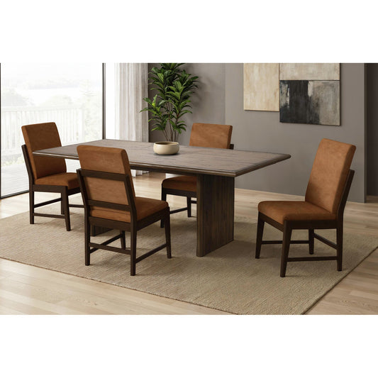 Brisbane 5PC Standard Height Dining Set in Brown-Table and Four PU Chairs