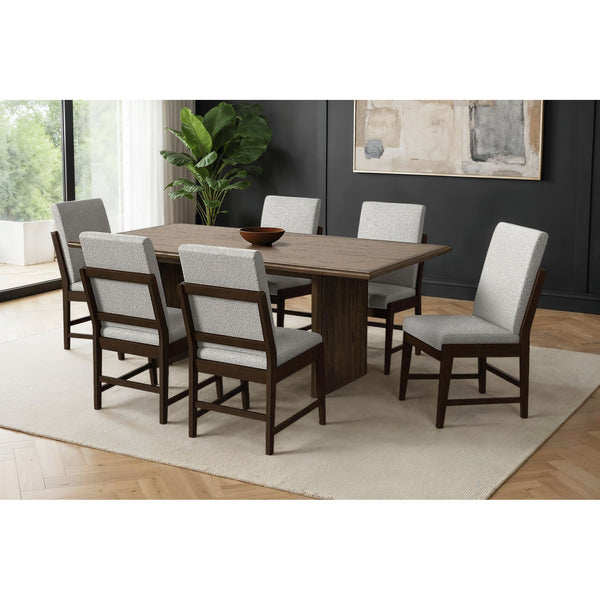 Brisbane 7PC Standard Height Dining Set in Brown-Table and Six Fabric Chairs